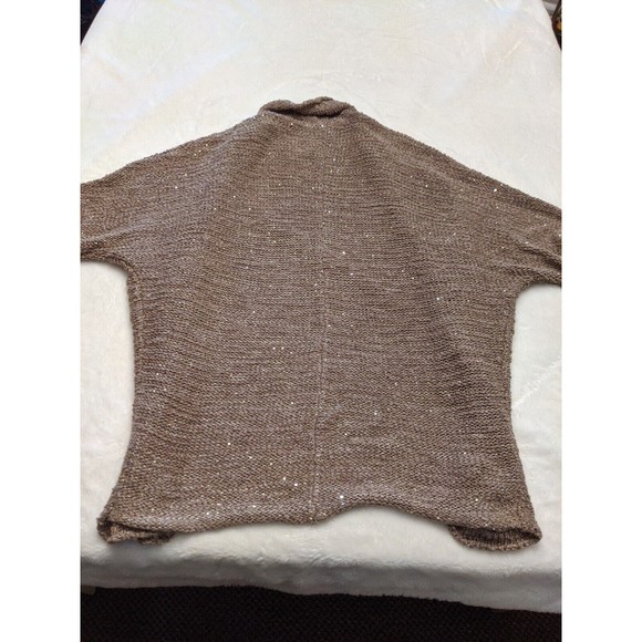 Chicos Womens Sweater Beige Sparkle Cardigan Open Front Short Sleeve Size S / M - Picture 9 of 10